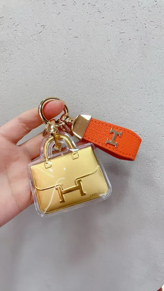 Hermès 橙黑 皮革 肩带 金色金属 'H' 标志 手袋 2
