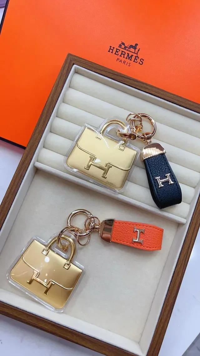 Hermès 橙黑 皮革 肩带 金色金属 'H' 标志 手袋 5