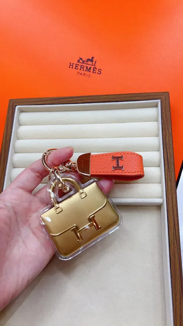 Hermès 橙黑 皮革 肩带 金色金属 'H' 标志 手袋 6