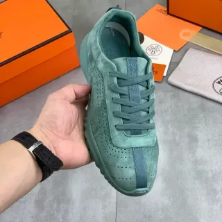 Hermès Perforated Suede Teal Green Lifestyle Sneaker