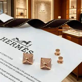 Hermès 方形搪瓷 X 图案 耳钉