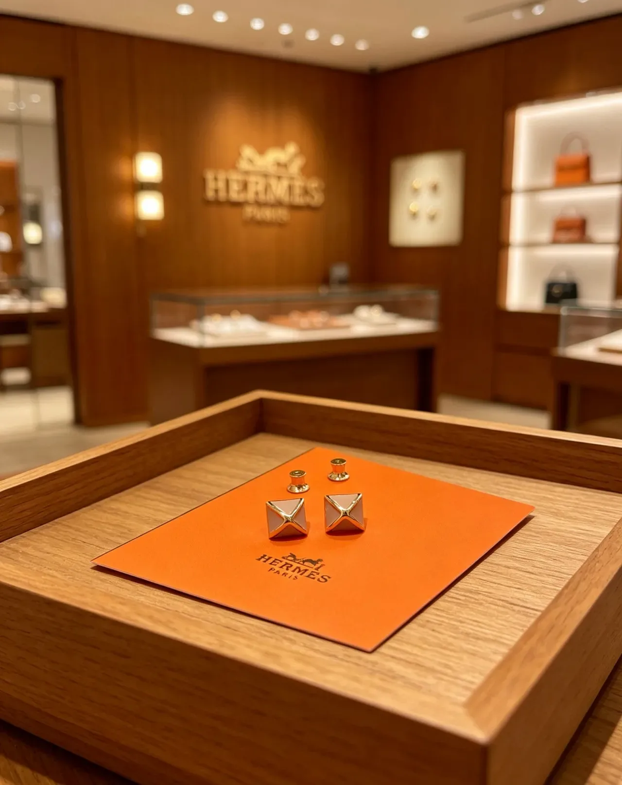 Hermès Square Enamel X-Motif Stud Earrings 8