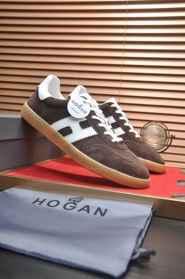 Hogan H-Series Tênis Lifestyle Marrom e Branco de Suede 4