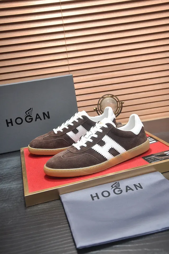 Hogan H-Series Tênis Lifestyle Marrom e Branco de Suede 5