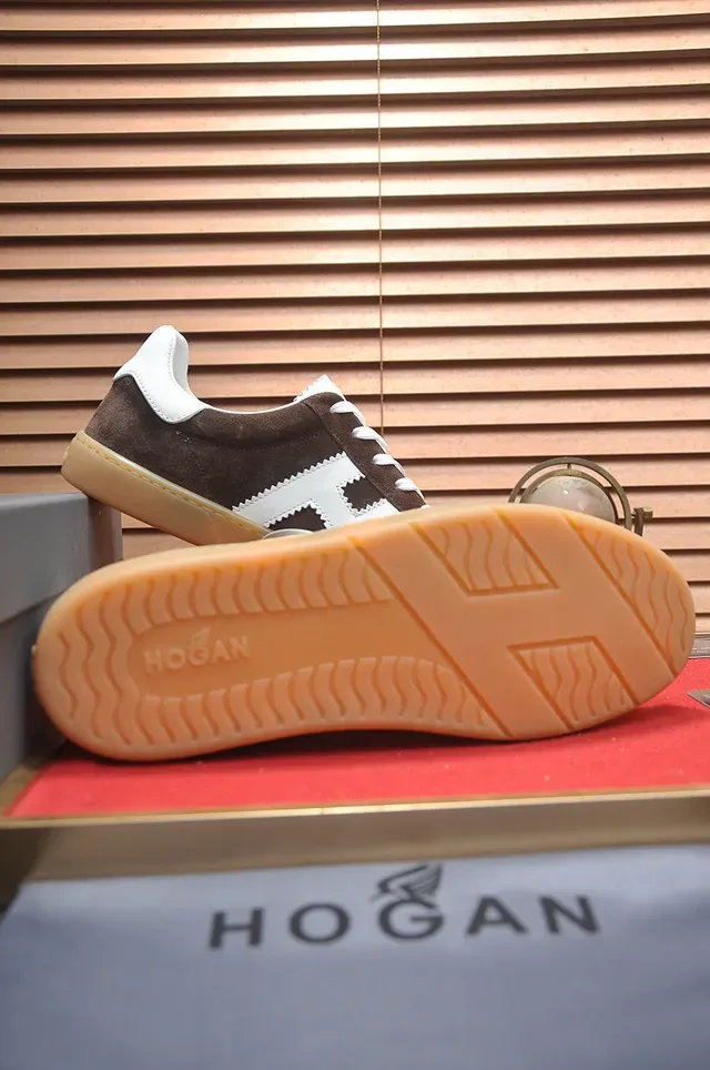 Hogan H-Series Tênis Lifestyle Marrom e Branco de Suede 7
