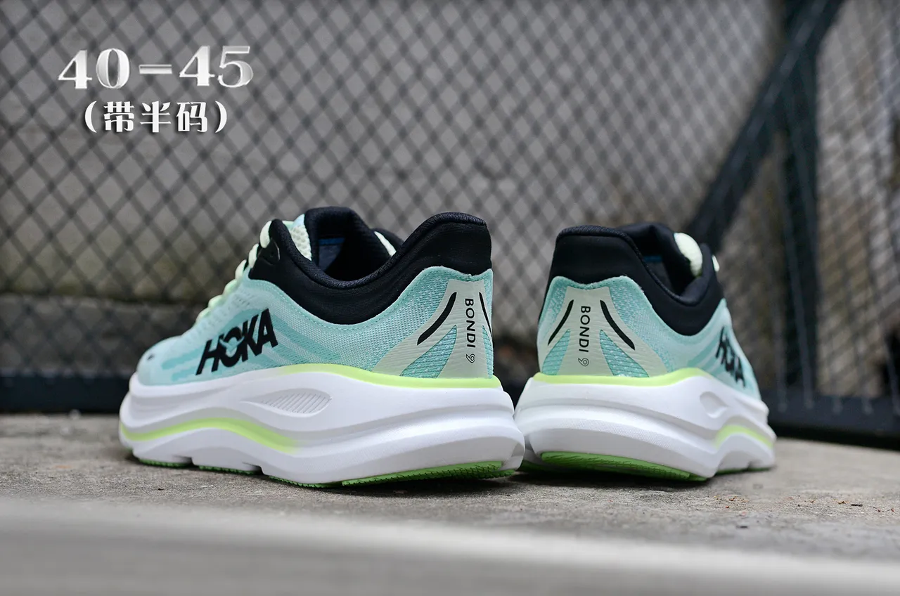 Hoka Clifton Green White Engineered Knit Upper Oversized Midsole Running Shoes 6