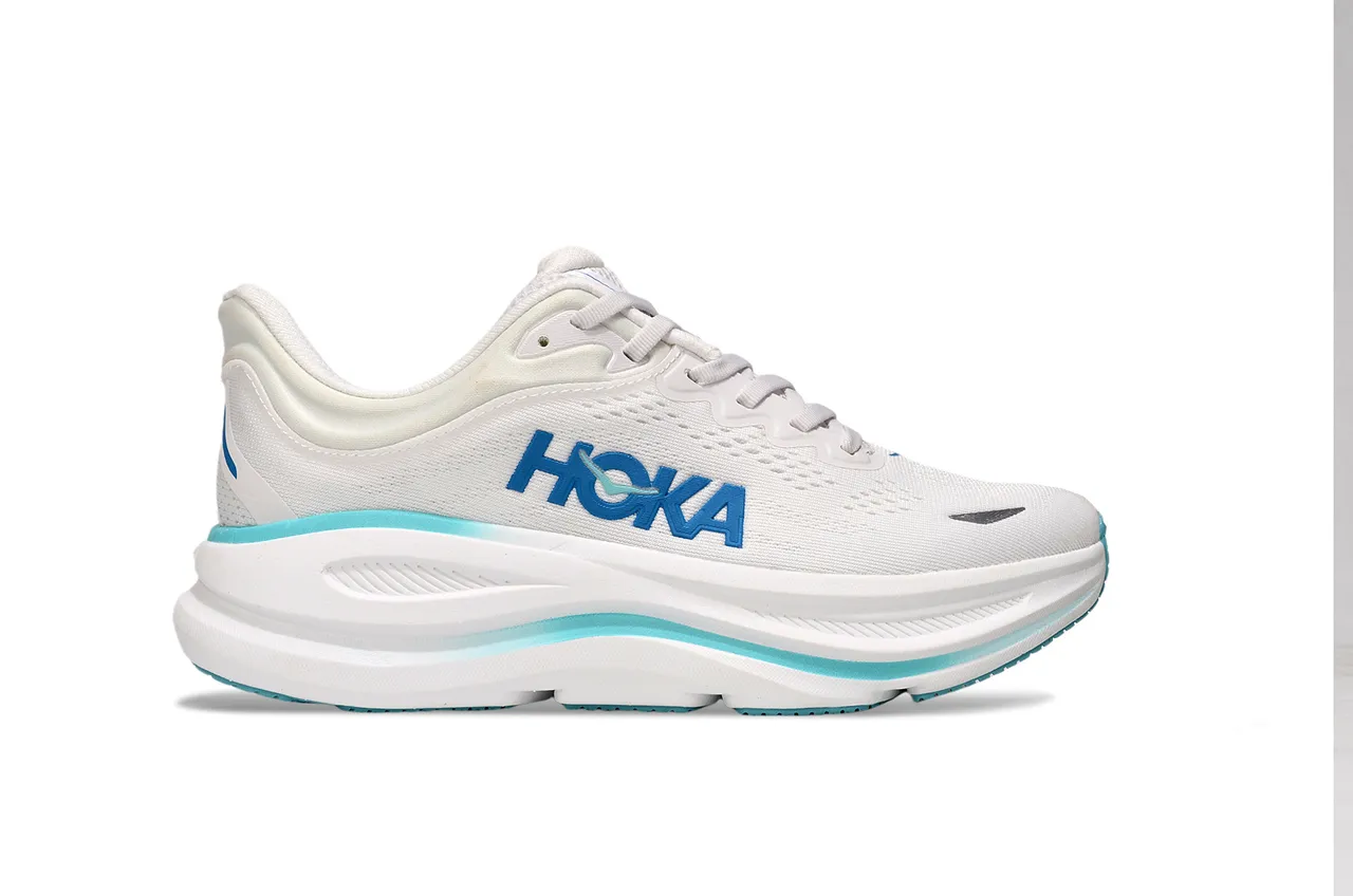 Hoka Clifton White Blue Engineered Mesh Upper Thick EVA Midsole Running Shoes 2