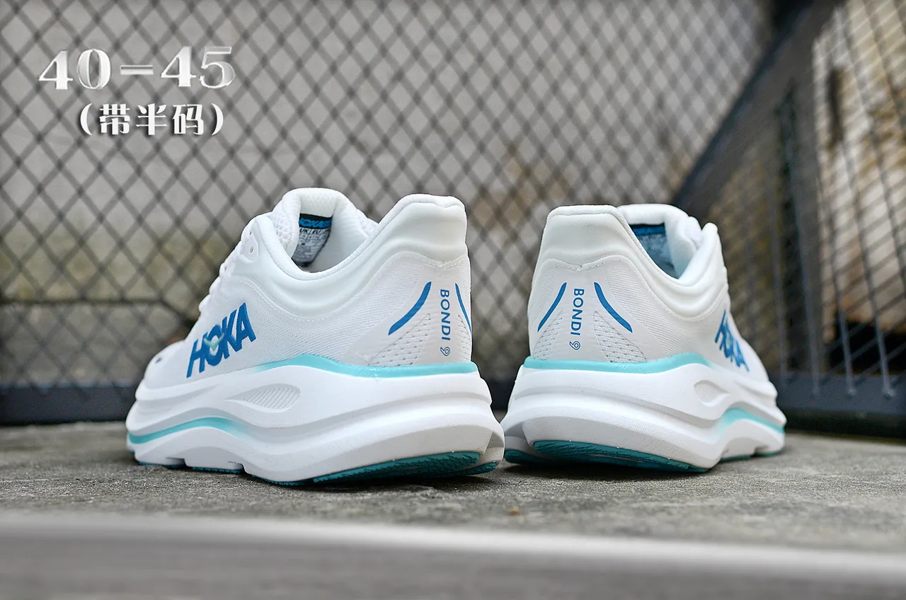 Hoka Clifton White Blue Engineered Mesh Upper Thick EVA Midsole Running Shoes 6