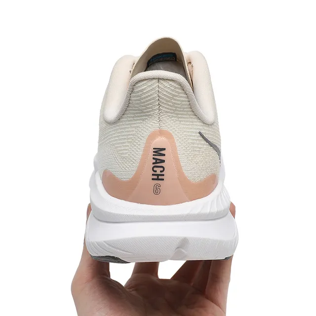 Hoka Mach 6 Beige Rosa Superior de Tejido Ingenieril Suela Media Esculpida Blanca Zapatillas de Running 7