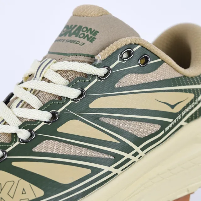Hoka Mafate Speed 2 Olive Green Beige ट्रेल रनिंग जूते 6