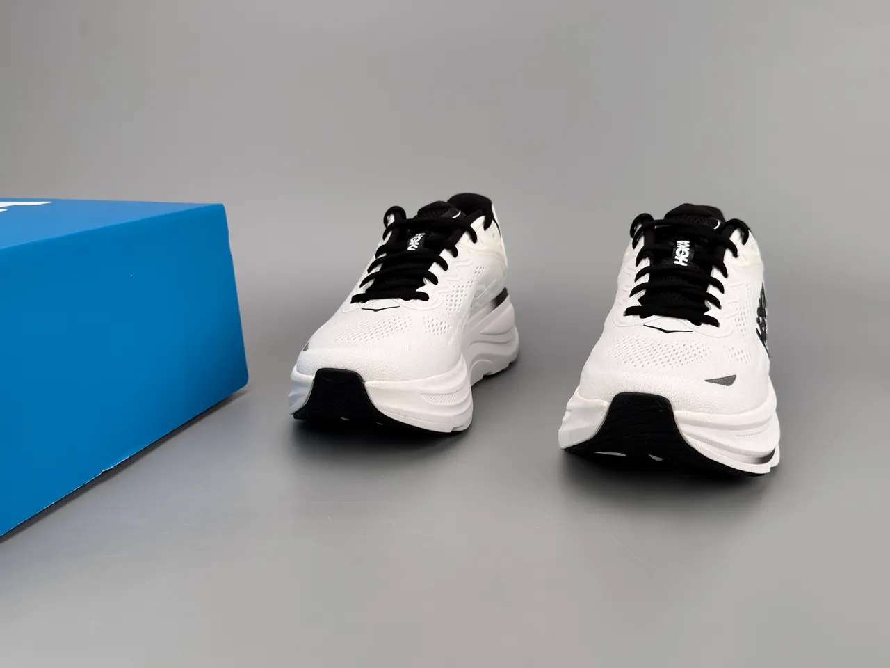 Hoka White Black Maximalist Cushioning Engineered Mesh Upper Running Shoes 3