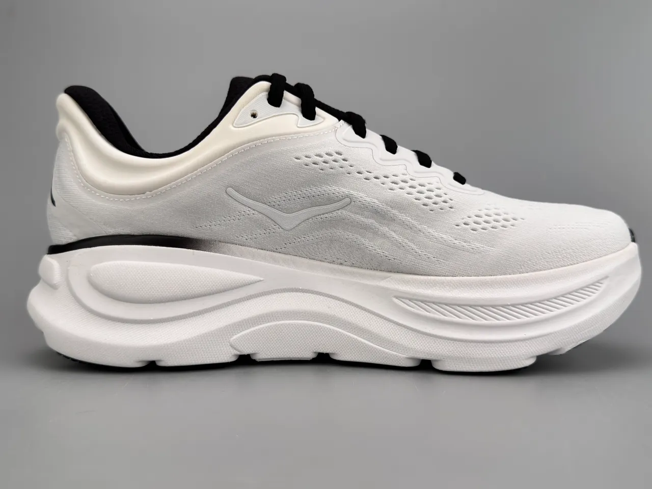 Hoka White Black Maximalist Cushioning Engineered Mesh Upper Running Shoes 10
