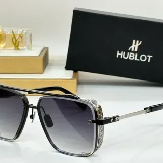 Hublot Oversized Aviator Black Silver Metal Frame Sunglasses