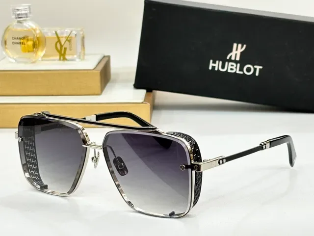 Hublot Oversized Aviator Black Silver Metal Frame Sunglasses 7