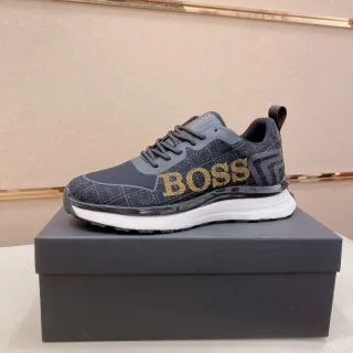 Hugo Boss 黑色金色针织鞋面醒目标志生活方式运动鞋
