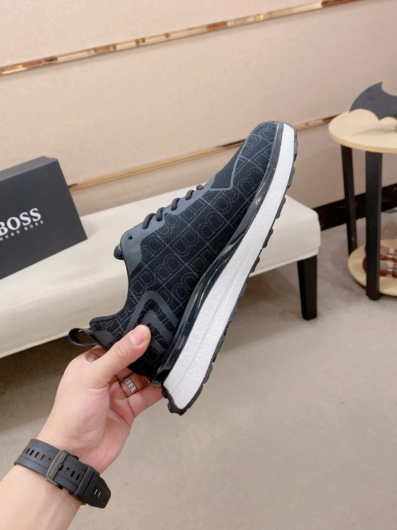 Hugo Boss Black Gold Knit Upper Bold Logo Lifestyle Sneakers 5
