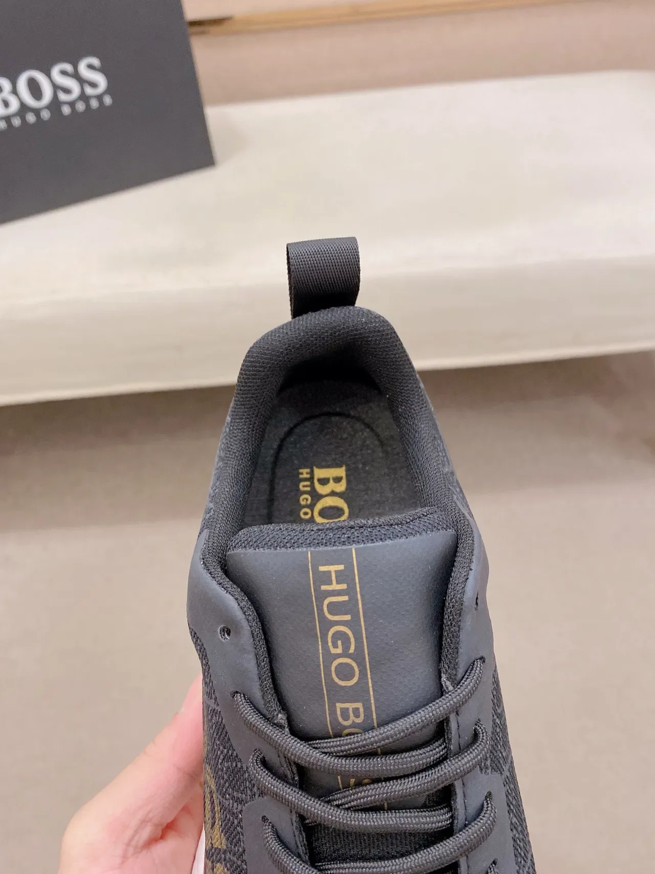 Hugo Boss Black Gold Knit Upper Bold Logo Lifestyle Sneakers 6