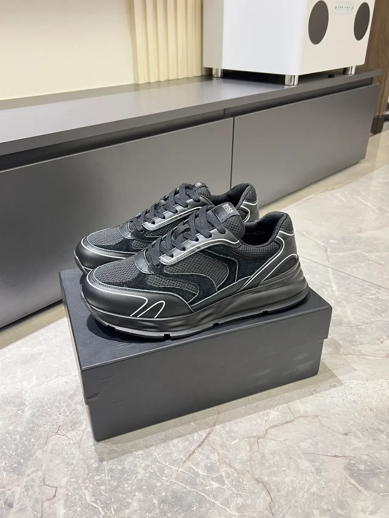 Hugo Boss Sneakers Lifestyle Noires en Maille et Synthétique 4