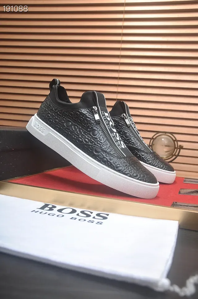 Hugo Boss Black White Laceless Slip-On Embossed Leather Upper Lifestyle Sneakers 8