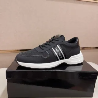 Hugo Boss 黑色白色网布和合成鞋面分层平台鞋底生活方式运动鞋