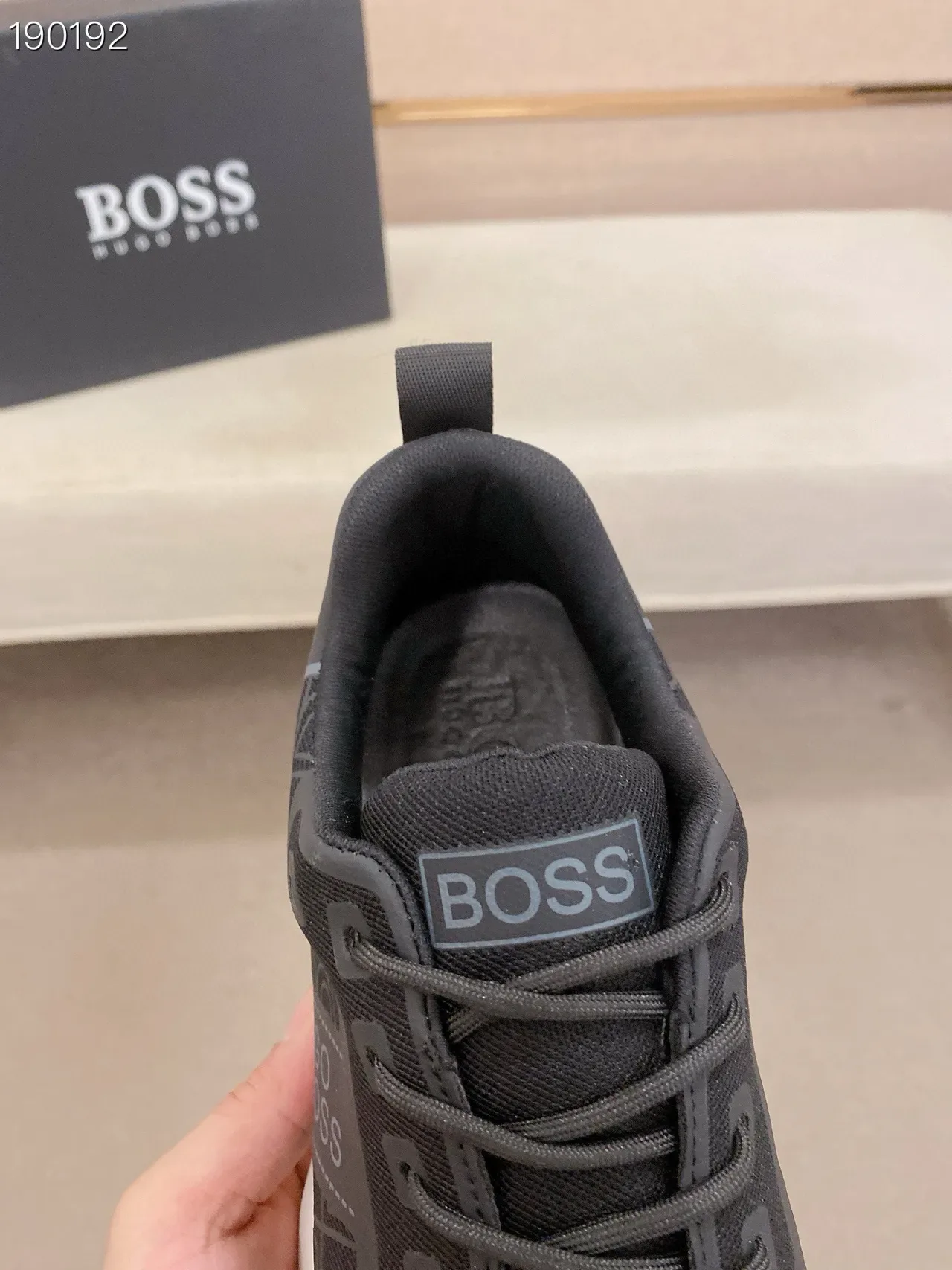 Hugo Boss Black White Monochromatic Tonal Logo Print Lifestyle Sneakers 6