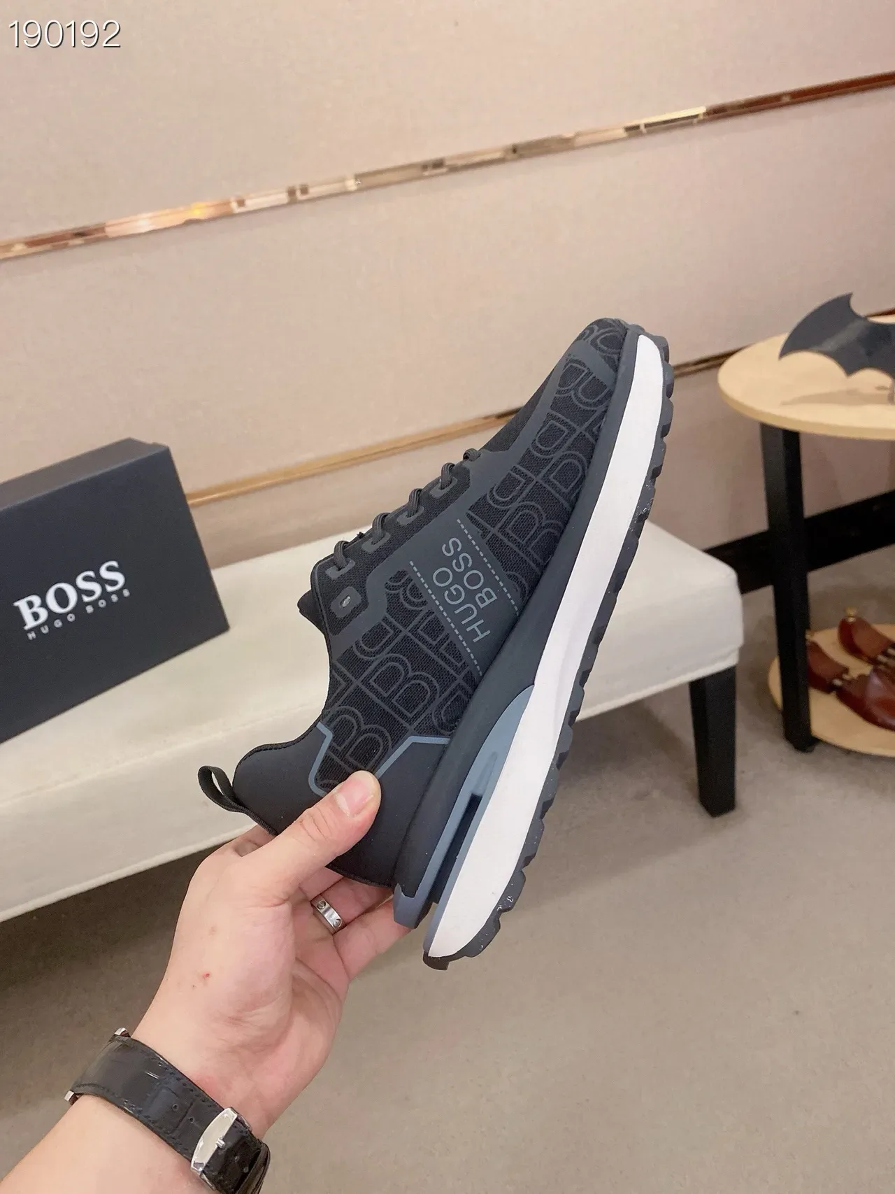 Hugo Boss Black White Monochromatic Tonal Logo Print Lifestyle Sneakers 8