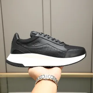 Hugo Boss Negro Blanco Cuero Perforado Suela Plataforma Lifestyle Sneakers