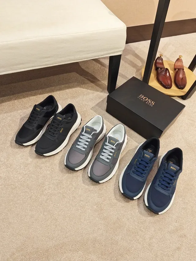 Hugo Boss 黑白 纺织鞋面 分层中底 运动鞋 2