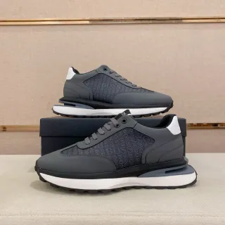 Hugo Boss Cinza Branco Monogramado Camada Superior Construção Sintética Multicamadas Tênis Lifestyle