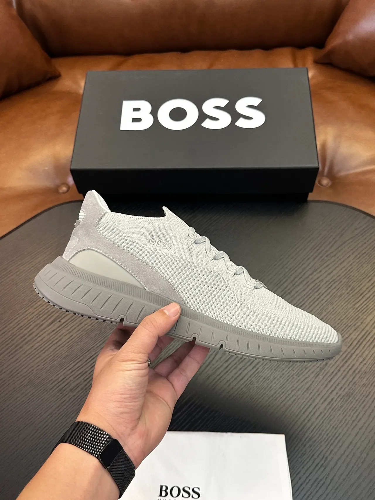 Hugo Boss নিট স্লিপ-অন গ্রে লাইফস্টাইল স্নিকার 2