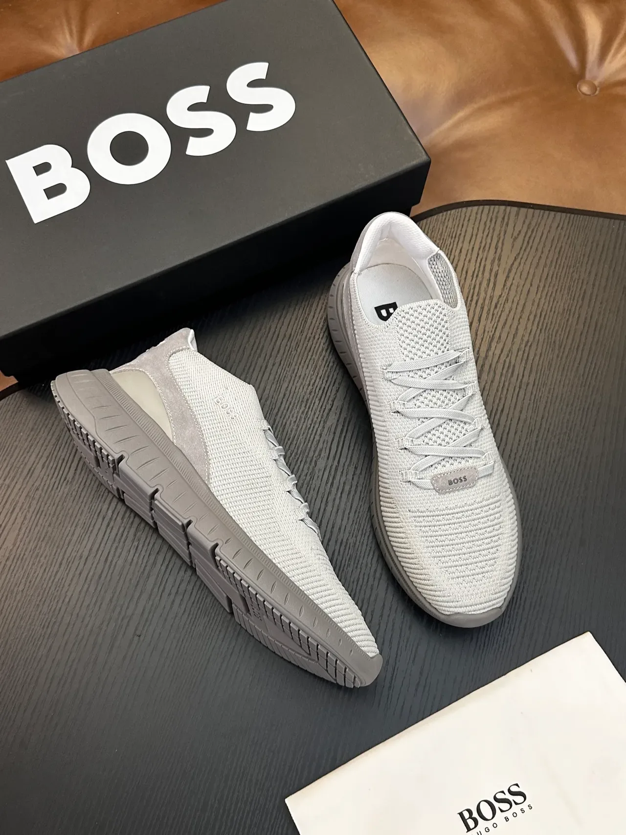 Hugo Boss নিট স্লিপ-অন গ্রে লাইফস্টাইল স্নিকার 4