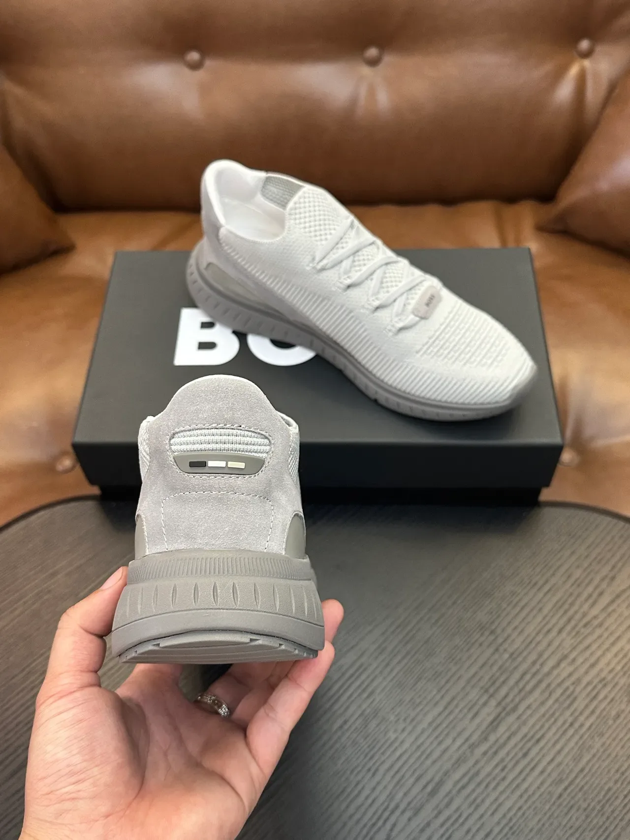 Hugo Boss নিট স্লিপ-অন গ্রে লাইফস্টাইল স্নিকার 8