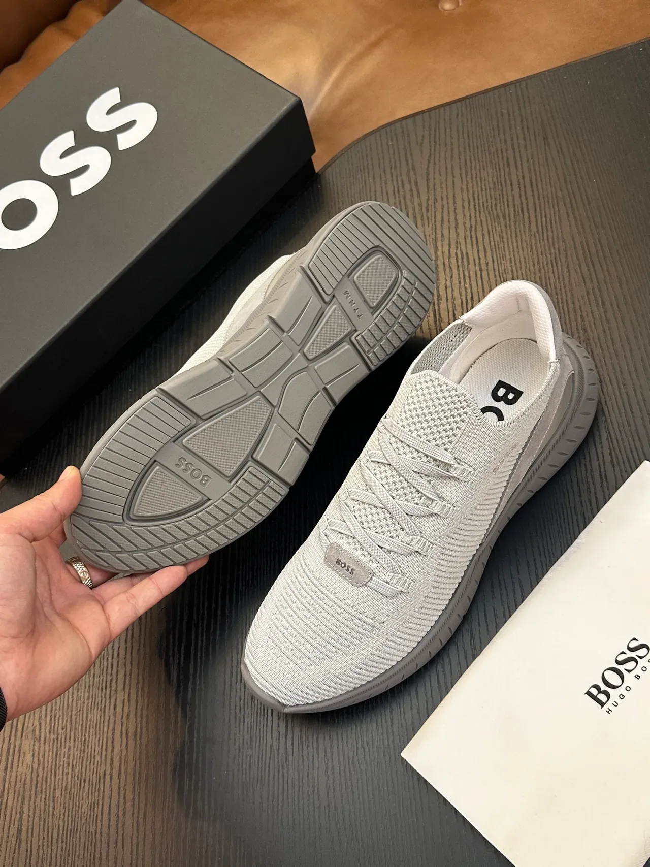 Hugo Boss নিট স্লিপ-অন গ্রে লাইফস্টাইল স্নিকার 9