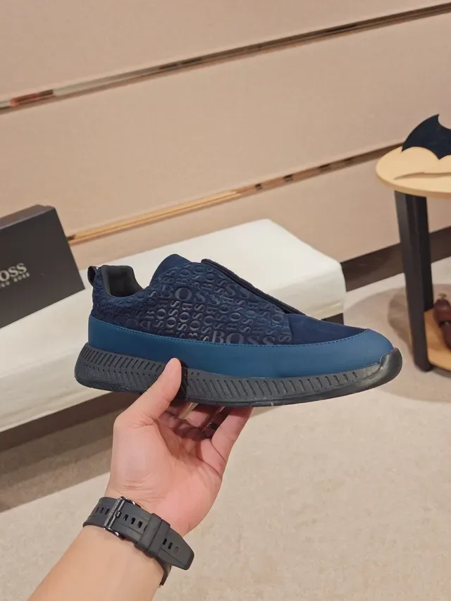 Hugo Boss 海军蓝 Logo 压花 拖鞋式休闲运动鞋 4