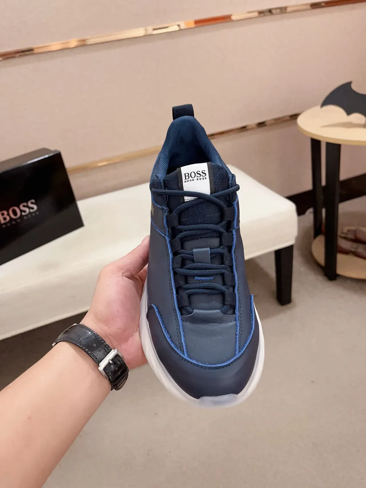 Hugo Boss নীল সোনালি লোগো জীবনধারা স্নিকার্স 2