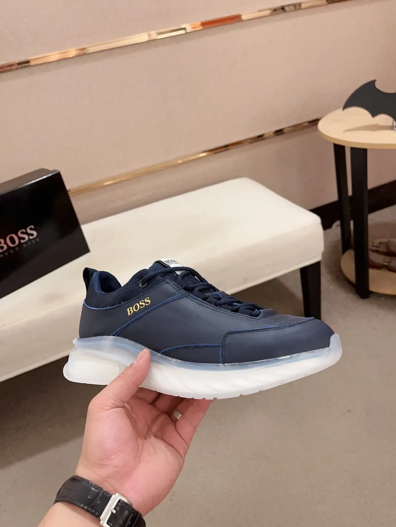 Hugo Boss নীল সোনালি লোগো জীবনধারা স্নিকার্স 4