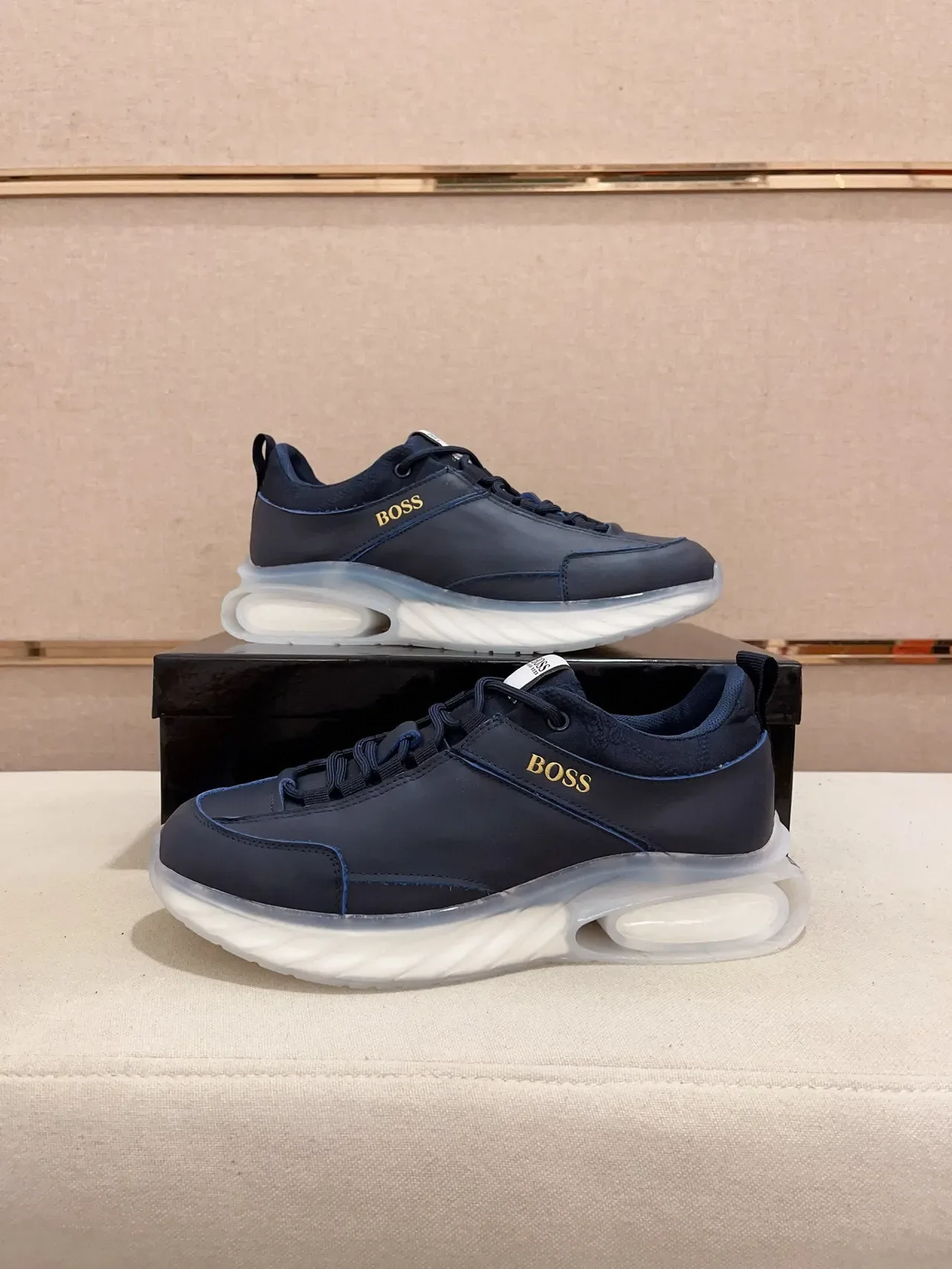 Hugo Boss নীল সোনালি লোগো জীবনধারা স্নিকার্স 7