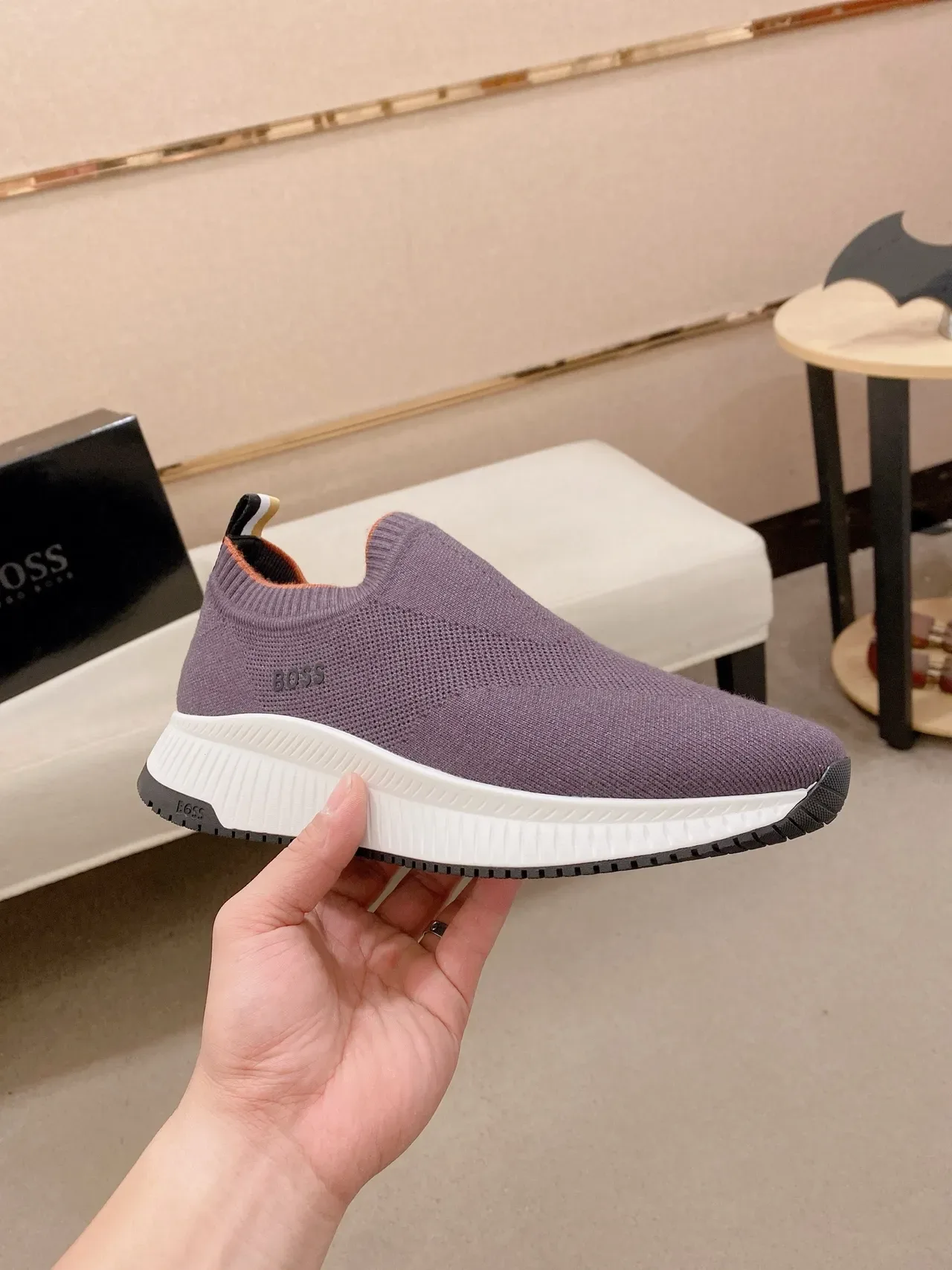 Hugo Boss Speed Trainer Purple Knit Slip-On Lifestyle Sneakers 4