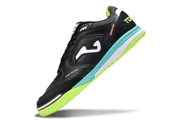 Zapatillas de fútbol indoor Joma Top-Flex Black Neon Green Turquoise 3