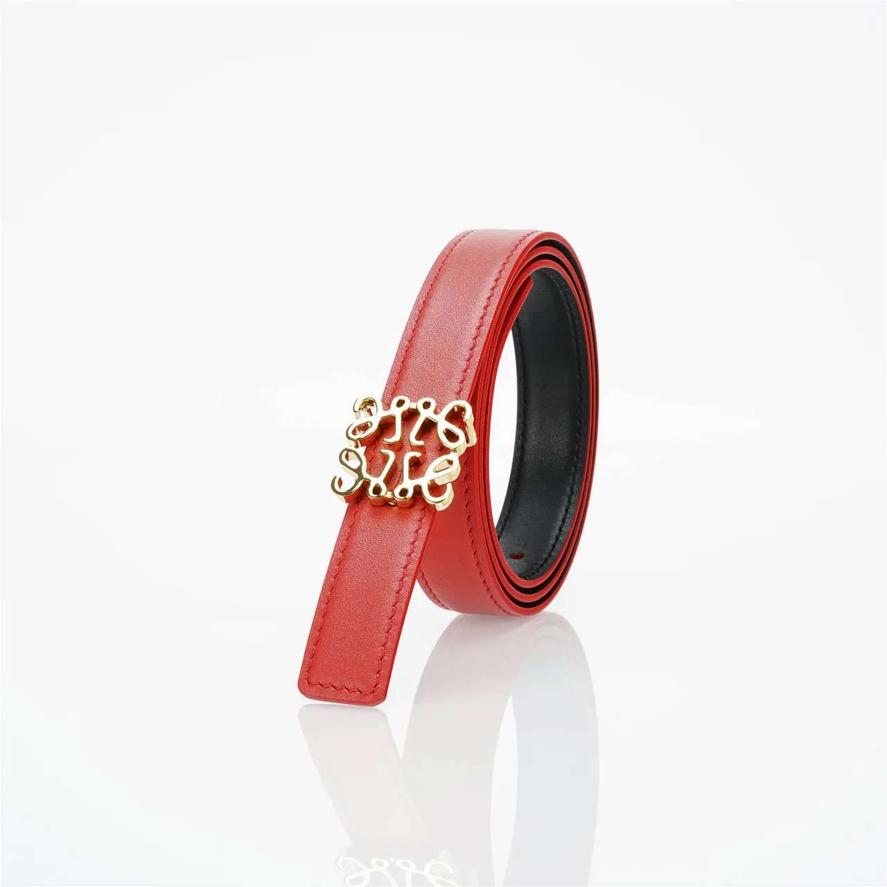 Loewe Anagram Belt Red Leather Belt 6
