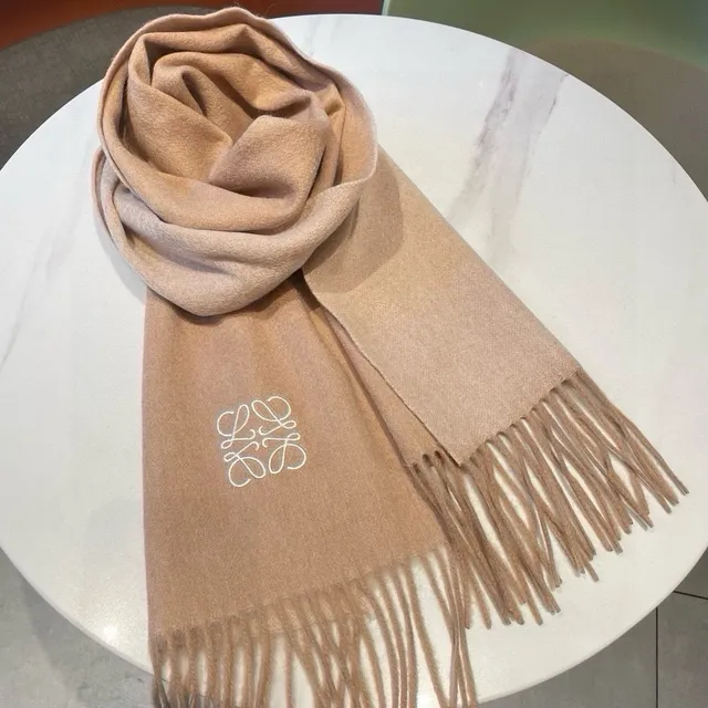 Loewe Anagram এমব্রয়ডারি বেইজ ক্যাশমির স্কার্ফ 5