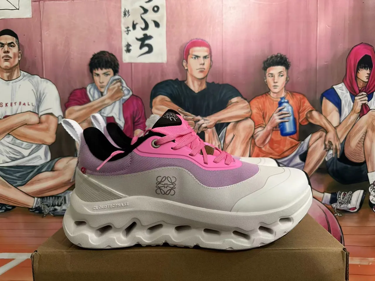 Loeve Cloudtecphase White Pink حذاء رياضي سميك قاعدة منحوتة شبكة 5