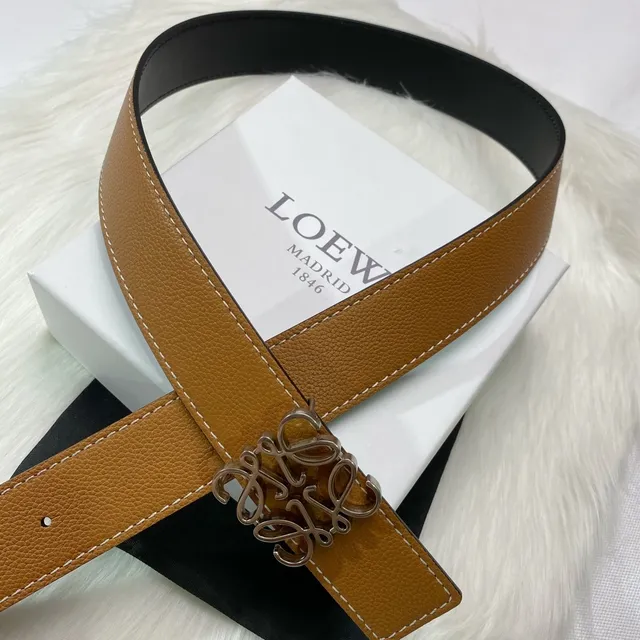 Loewe Gate بني بيج مقصوص تطريز مقارن حزام جلد 2
