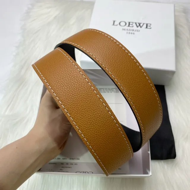 Loewe Gate بني بيج مقصوص تطريز مقارن حزام جلد 4