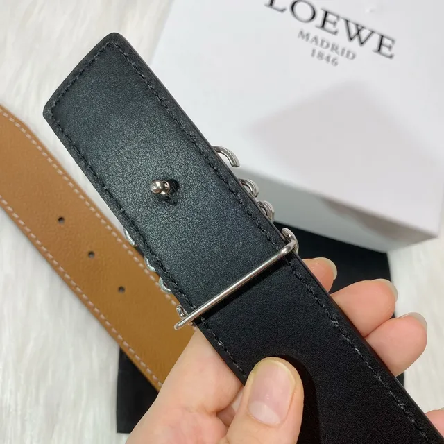Loewe Gate بني بيج مقصوص تطريز مقارن حزام جلد 6