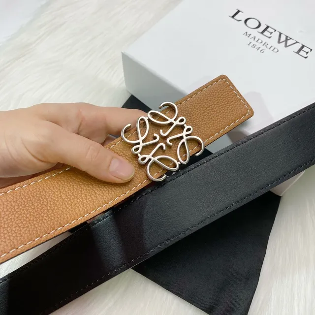 Loewe Gate بني بيج مقصوص تطريز مقارن حزام جلد 8