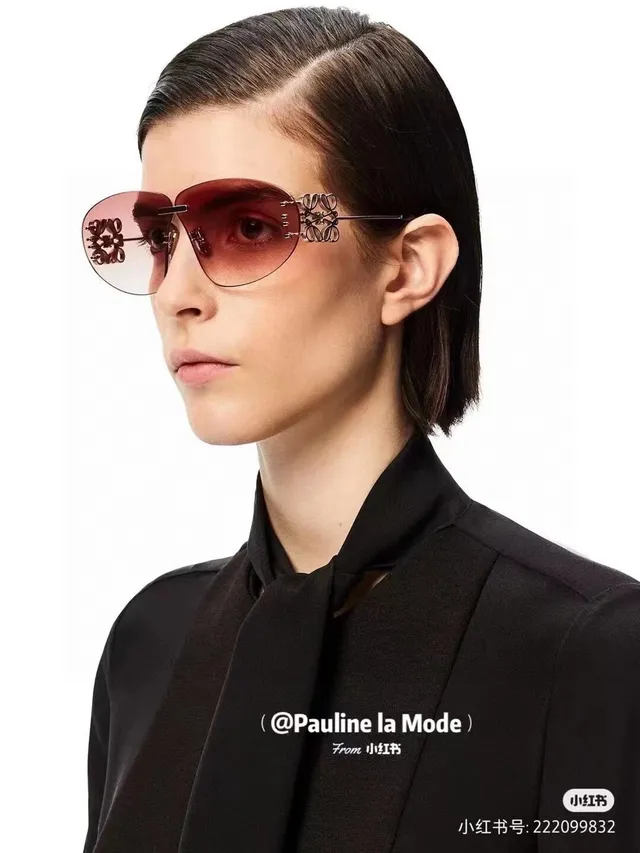 Loewe نظارات شمسية رمادية ذهبية بدون إطار نمط درع عدسة تدرجية 2