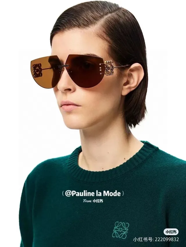 Loewe نظارات شمسية رمادية ذهبية بدون إطار نمط درع عدسة تدرجية 3