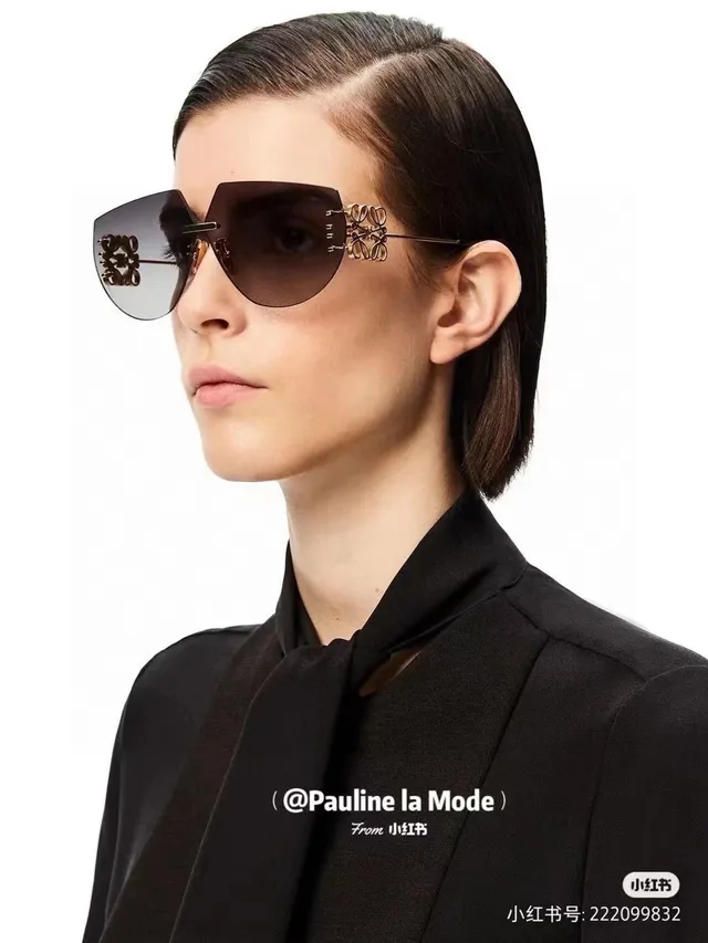 Loewe نظارات شمسية رمادية ذهبية بدون إطار نمط درع عدسة تدرجية 4