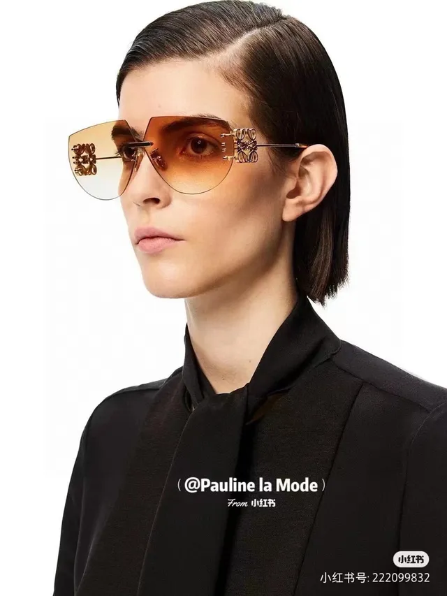 Loewe نظارات شمسية رمادية ذهبية بدون إطار نمط درع عدسة تدرجية 5